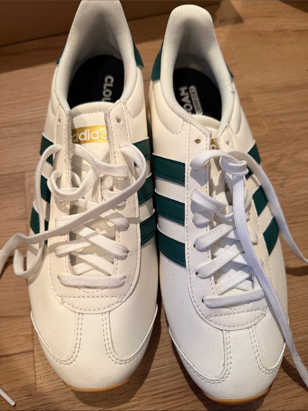 NWOT Adidas Runvista - White with Green Stripes